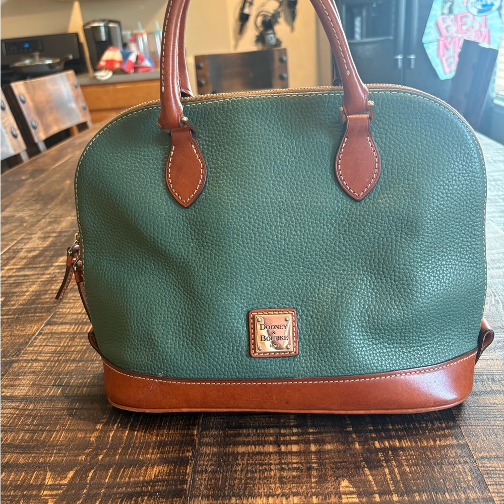 Dooney & Bourke Forest Green and Chestnut Satchel